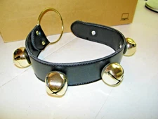 5-Bell Sleigh Bells, Black Leather Strap