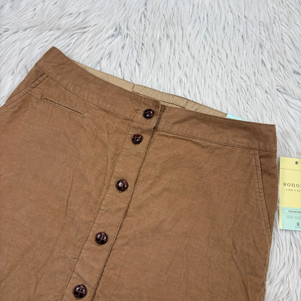 Новый с Ярлыками Sonoma женщин 8 коричневый кнопка спереди вельвет мини юбка осень опрятный - Изображение 2 из 4