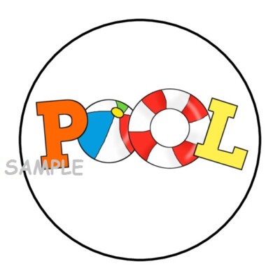 30 POOL PARTY ENVELOPE SEALS LABELS STICKERS 1.5'' ROUND BIRTHDAY FAVORS