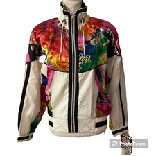 Vtg East West Women's Jacket Nylon Windbreaker Shoulder Pads Full Zip Sz S NOS