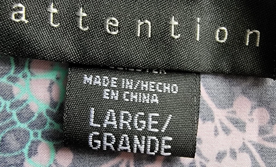 Camisa Top Blusa Attention Mujer Talla L Grande Azul Verde Rosa Floral Foto 2 de 4