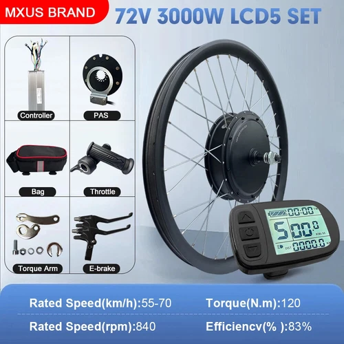 Ebike Conversion Kit 72V 1000W 3000W MTB 3.0 Tyre Brushless Front Rear Hub Motor - Picture 33 of 37