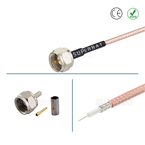 Cable de antena de TV HDTV digital DVB-T2 ATSC tipo F cable macho a macho de 10 pies - Imagen 2 de 4