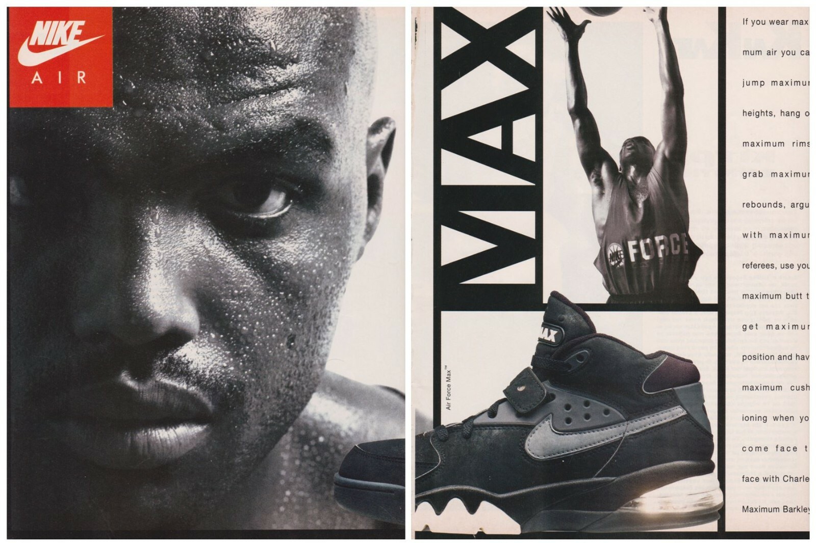 Haciendo Anotar Arroyo NIKE AIR FORCE MAX Charles Barkley Basketball Shoes Original 1993 Print Ad  2pgs | eBay