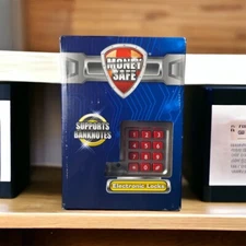 Mini ATM Piggy Bank Money Safe Password Lock Silver