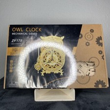 Mechanical Gear 3D Wooden Puzzle Owl Clock Assembly Building Kits BRAND NEW