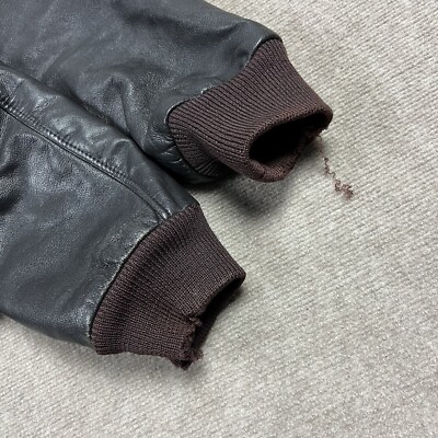 Vintage 80s LL Bean A2 Leather Bomber Flying Jacket Size 46