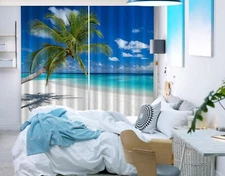3D Beach Coconut Tree ZHUA4035 Photo Curtain Window Blockout Fabric Amy 2023