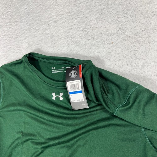 NWT Under Armour Boys Youth XL Heat Gear Green Short Sleeve Shirt Football Base - Picture 4 of 9