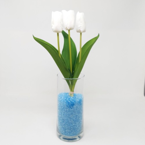 künstliche Tulpen NATURAL TOUCH im Bund H. 35cm weiß grün DPI Kunstblumen - Bild 6 von 6