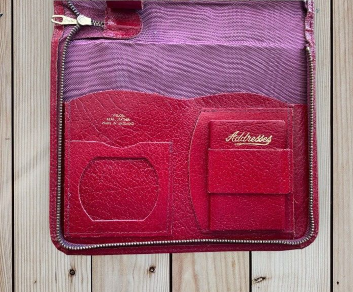 Vintage WILJON Red Leather Letter Writing Case Basildon Bond Paper