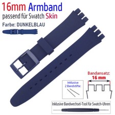 ✅ Uhrenarmband für Swatch SKIN Uhren, 16mm. Farbe: Dunkelblau | Silikon Band