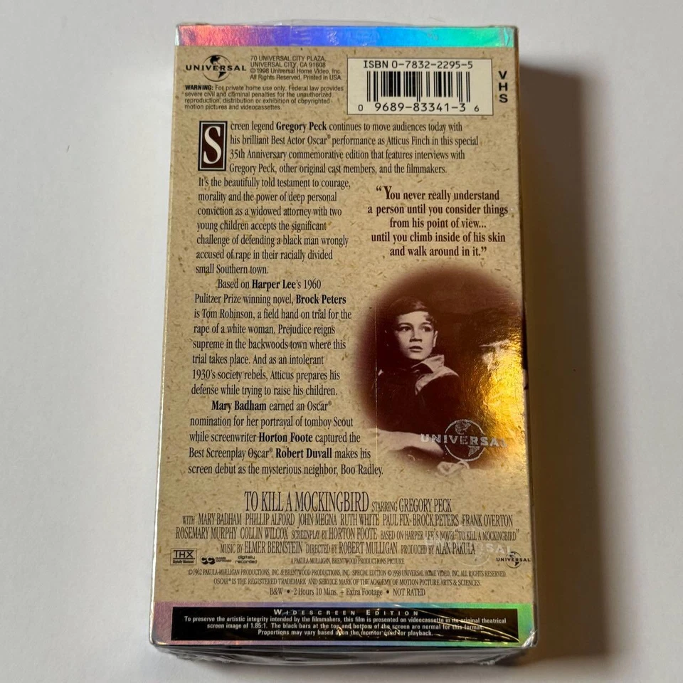 To Kill a Mockingbird Widescreen Edition VHS 1998 SEALED DS - Image 2 of 4