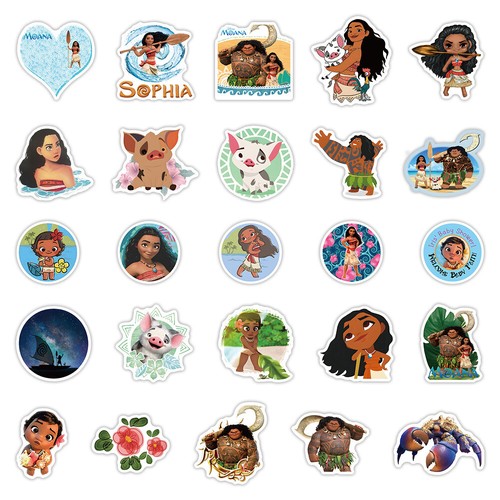 50pcs Moana Stickers For Kids Teenages DIY Waterproof Graffiti Decals Stickers - Picture 12 of 13