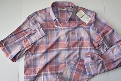 Tommy Bahama Siesta Key Shirt Charmed Check Peel Purple LS New Large L 