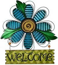 Metal Sun Flower Welcome Sign for Front Door Decor Hanging Sign