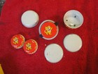 7 lot vintage childrens Hong Kong metal toy doll dish set pot stove burner tiger — photo 7