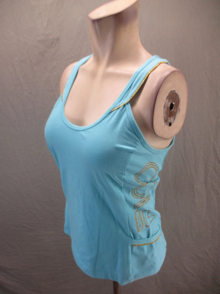 Camiseta sin mangas FILA 100 talla M para mujer mezcla de algodón cuello redondo atlética corredor espalda 517 Foto 3 de 4