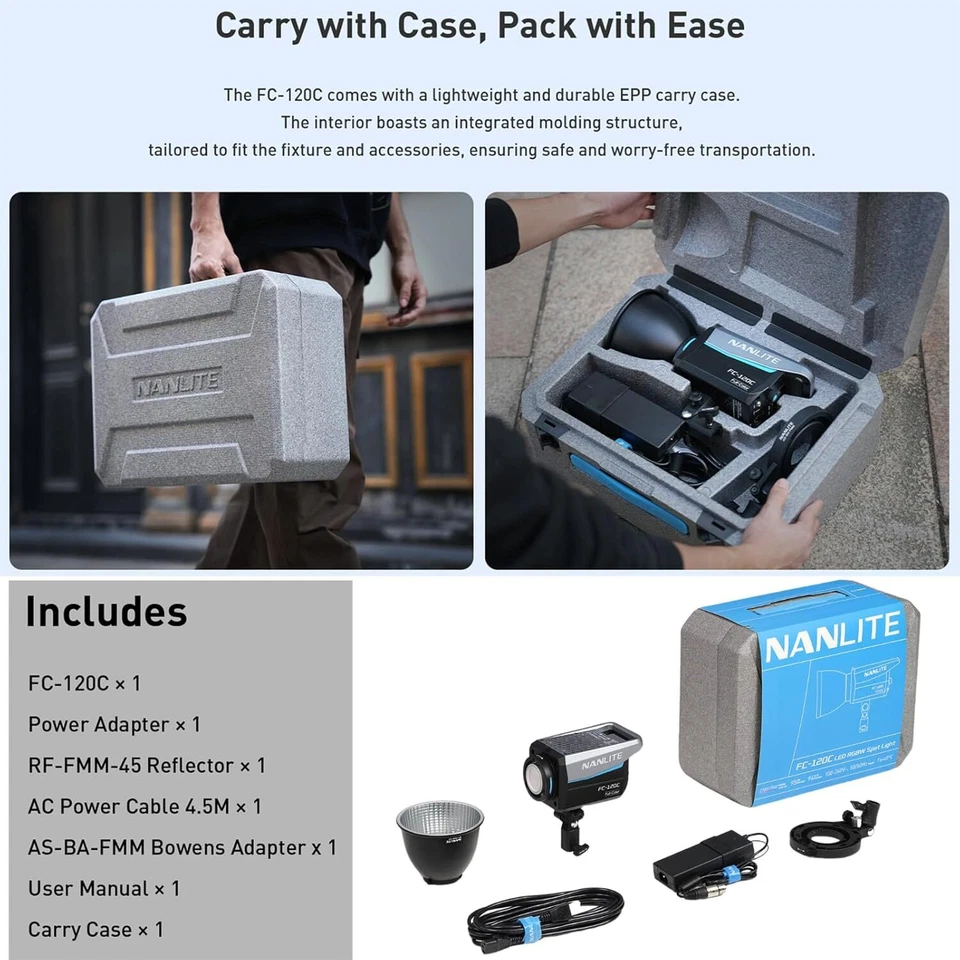 Nanlite FC-120C LED Video Light RGBW Full Color 2700K-7500K Photography Lighting - Image 2 of 4