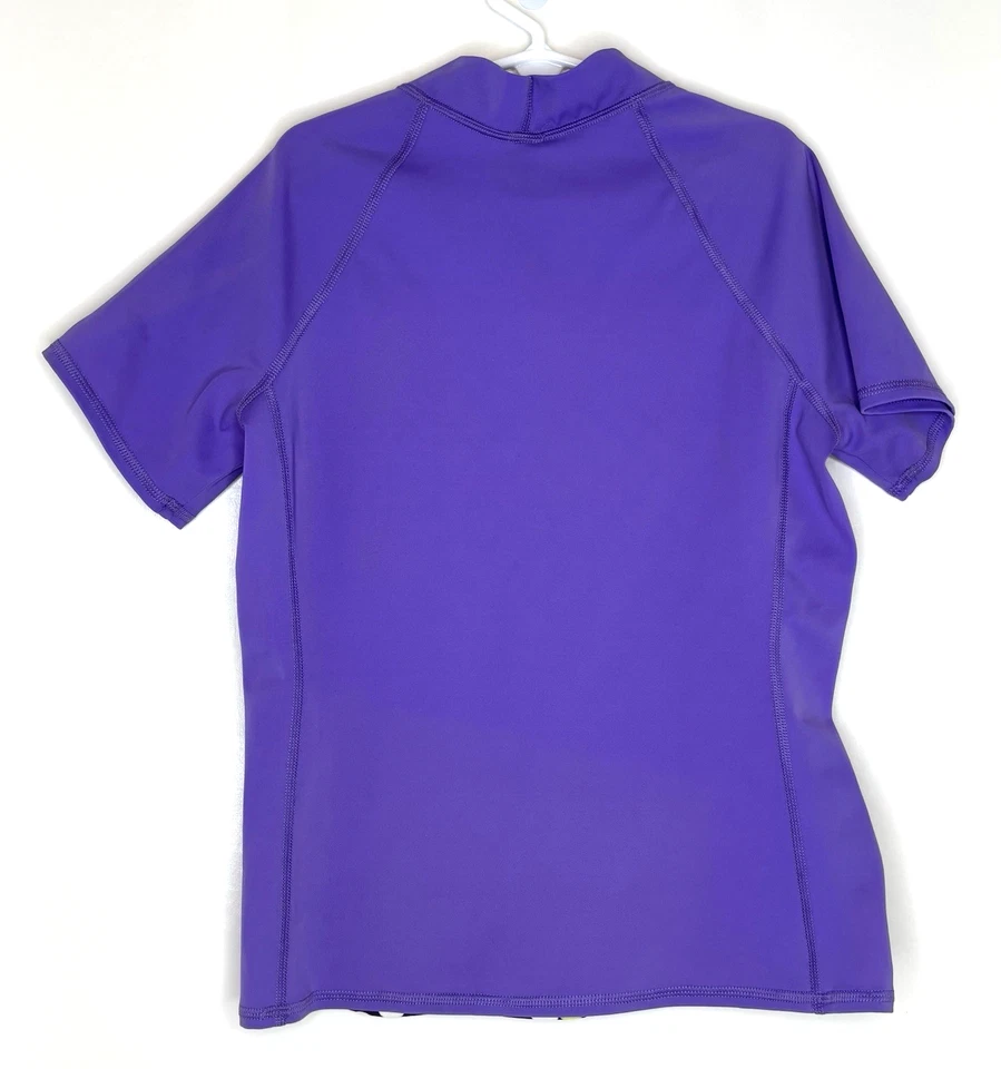 Top Lands' End Girls M mediano 10-12 manga corta natación protección contra erupciones puntos morados Foto 3 de 4