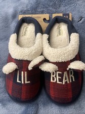 Dearfoams Cozy Comfort Unisex Lil Bear Plaid Clog Slippers - Size 4-5