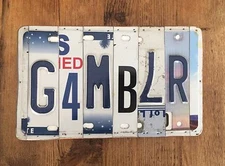 Mancave Garage Game Room Decor Licence Plate Art Gambler