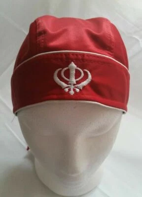 ONLINESIKHSTORE Sikh Punjabi turban Jean patka pathka Khanda bandana Head Wrap Red Colour Singh