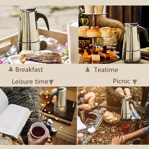 Stainless Steel Coffee Maker Electric Mocha Latte Stove Espresso Filter Pot W9C0 - Picture 3 of 13