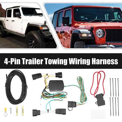 1 Set 4 Pin Car Trailer Towing Wiring Harness Kit for Jeep Wrangler JL Gladiator