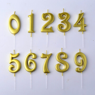 Birthday Party Number Decoration 0-9 Supp Gold/Silver Decorative Candles Cak^ C8
