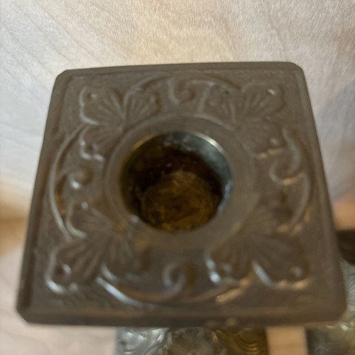 Vintage Textured Brass Candlestick Candle Holder Pair 8.5" - Picture 10 of 11