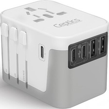 Ceptics 6 in 1 Universal Travel Adapter, Universal Outlet w/ 2X USB-A and 3X