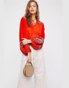 orange peasant top