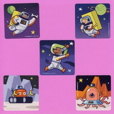 15 Silly Space - Large Stickers - Party Favors - Rewards - Astronaut