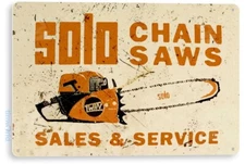 TIN SIGN Solo Chain Saws Tools Equipment Garage Shop Rustic Metal Decor B645