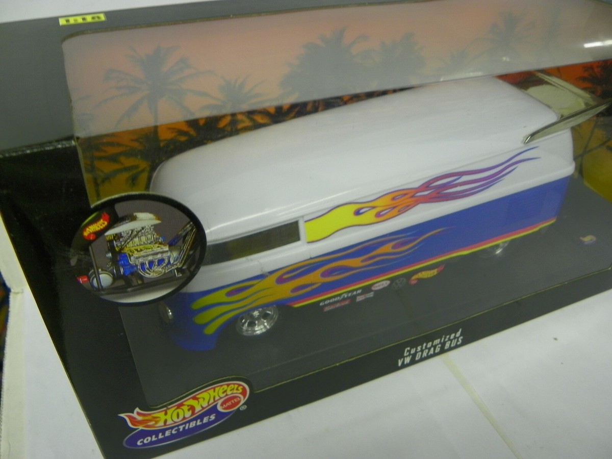 Hot Wheels 1/18 Customized VW Drag Bus white/blue in box | eBay