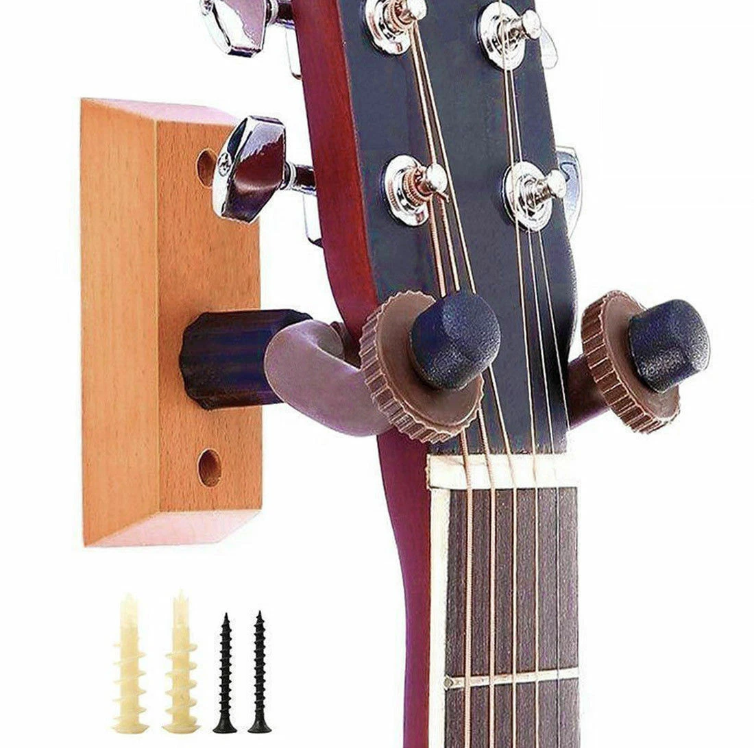 3 Pack Guitar Wall Mount Hanger Wooden Guitar Holder Stand Display