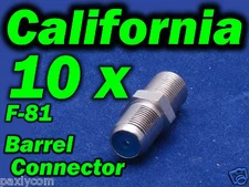 Lot of 10 x F81 Barrel Coax Cable Coupler Connectors RG6 RG59 11 FTA Dish F-81 
