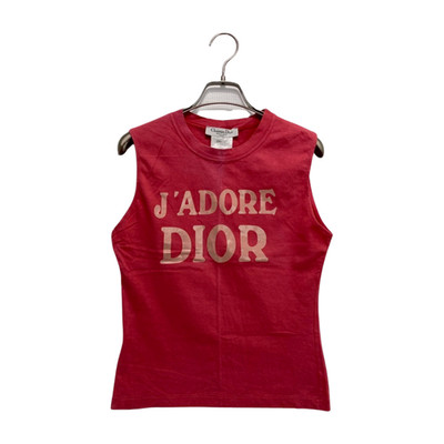 Dior J'Adore Pink Tank Top Cotton Galliano Vintage Y2K Logo Sleeveless F40 Auth
