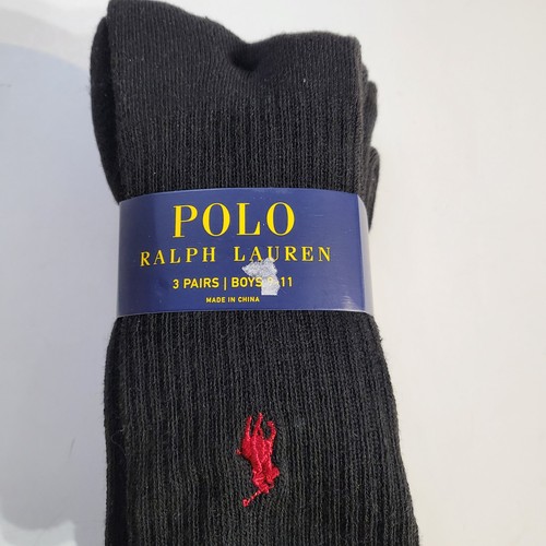 Polo Ralph Lauren Big Boys 3-Pairs Pony Logo Crew Socks Size 9-11 Shoe 4-10 Navy - Picture 4 of 6
