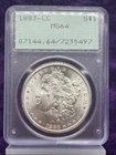1883-CC $1 MORGAN SILVER DOLLAR PCGS CERTIFIED MS 64 RATTLER