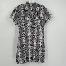 Free People Womens Snakeskin Print Mini Dress Size S Safari Boho Indie Eclectic