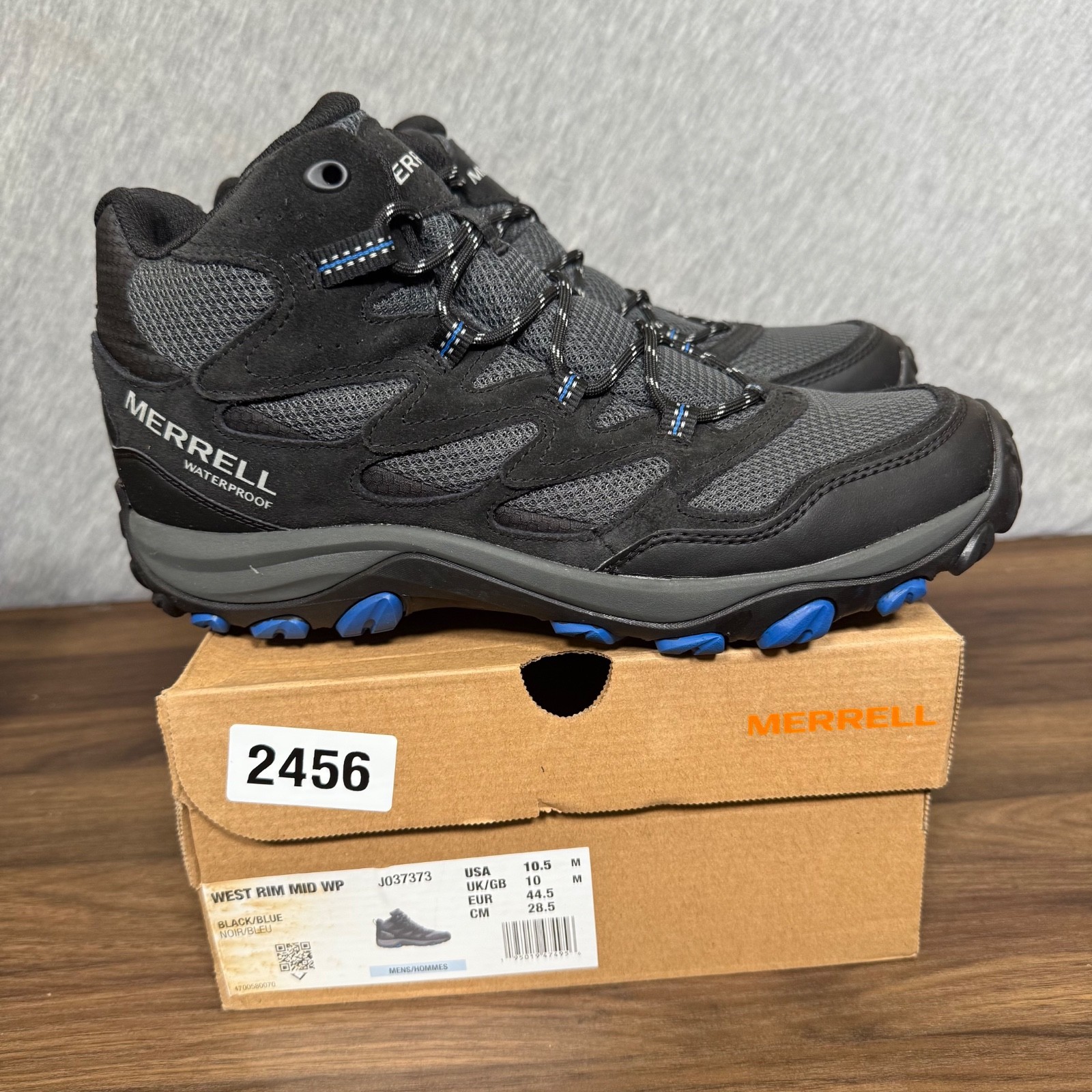 Merrell West Rim Stivali da passeggio Mid da uomo 10 5 M impermeabili neri e blu