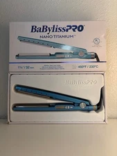 BaByliss PRO Nano Titanium Digital 1.25" Flat Iron Straightener, Blue