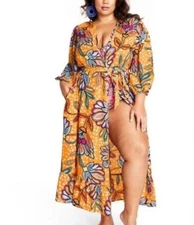 NWT Tabitha Brown X Target Orange Floral Kimono Cover Up Size L