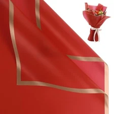 20 Sheet Flower Wrapping Paper - Waterproof Floral 1 Count (Pack of 20) Big red