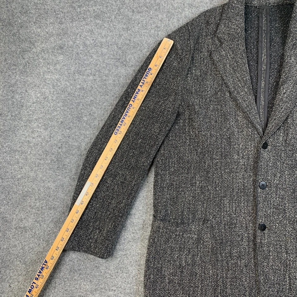 Blazer Vintage Mondo di Marco Para Hombre 42 Gris Oscuro Mezcla Lana Texturizado 3 Botones Foto 4 de 4