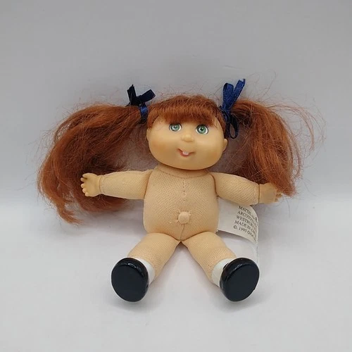 Vintage 1995 Mini Cabbage Patch Doll (Red hair, Green eyes, Soft body Nude 5")