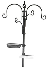  Outdoor Bird Feeding Station, Metal Multi Feeder Kit Stand for 4-Hook