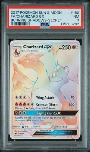 Charizard GX (Secret) 150/147 Sm-Burning Shadows Holo PSA 7 
